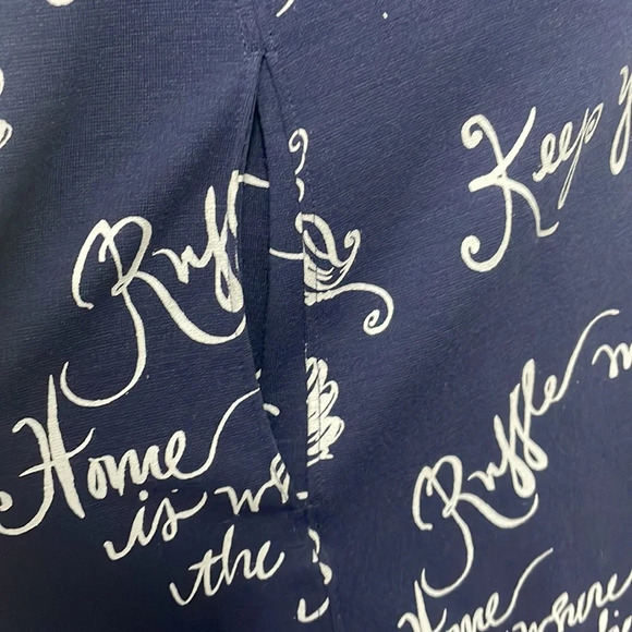 Lilly Pulitzer Navy Blue Pink Ruffle My Feather Script Print Dress Size Small - Picture 6 of 10